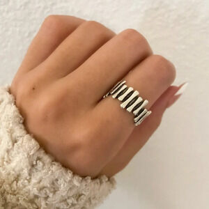 925 Sterling Silver Minimalist Ring Modern Geometric Ring Band Stackable Ring
